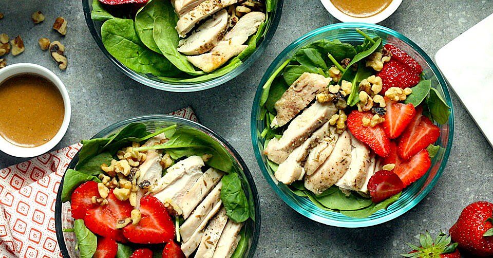 Spinach & Strawberry Meal-Prep Salad